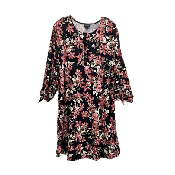J. Jill Dresses & Skirts - J Jill Wearever Collection Dress Women XL Black Floral Long Sleeve HenleyStretch